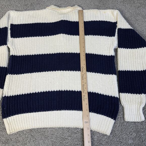 Vintage Gap Sweater Mens Medium Blue White Stripe Henley Knit Hong Kong 90s - Picture 8 of 12